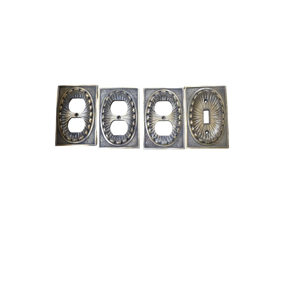 Vintage Amerock Antique Brass Wall Plates Set of 4 Ornate Outlet Switch Covers